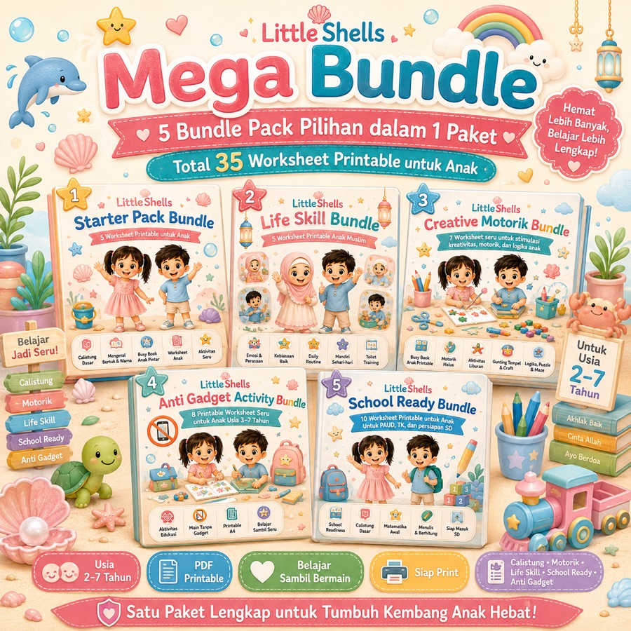 Mega Bundle berisi Starter Pack, Life Skill, Creative Motorik, Anti Gadget, dan School Ready